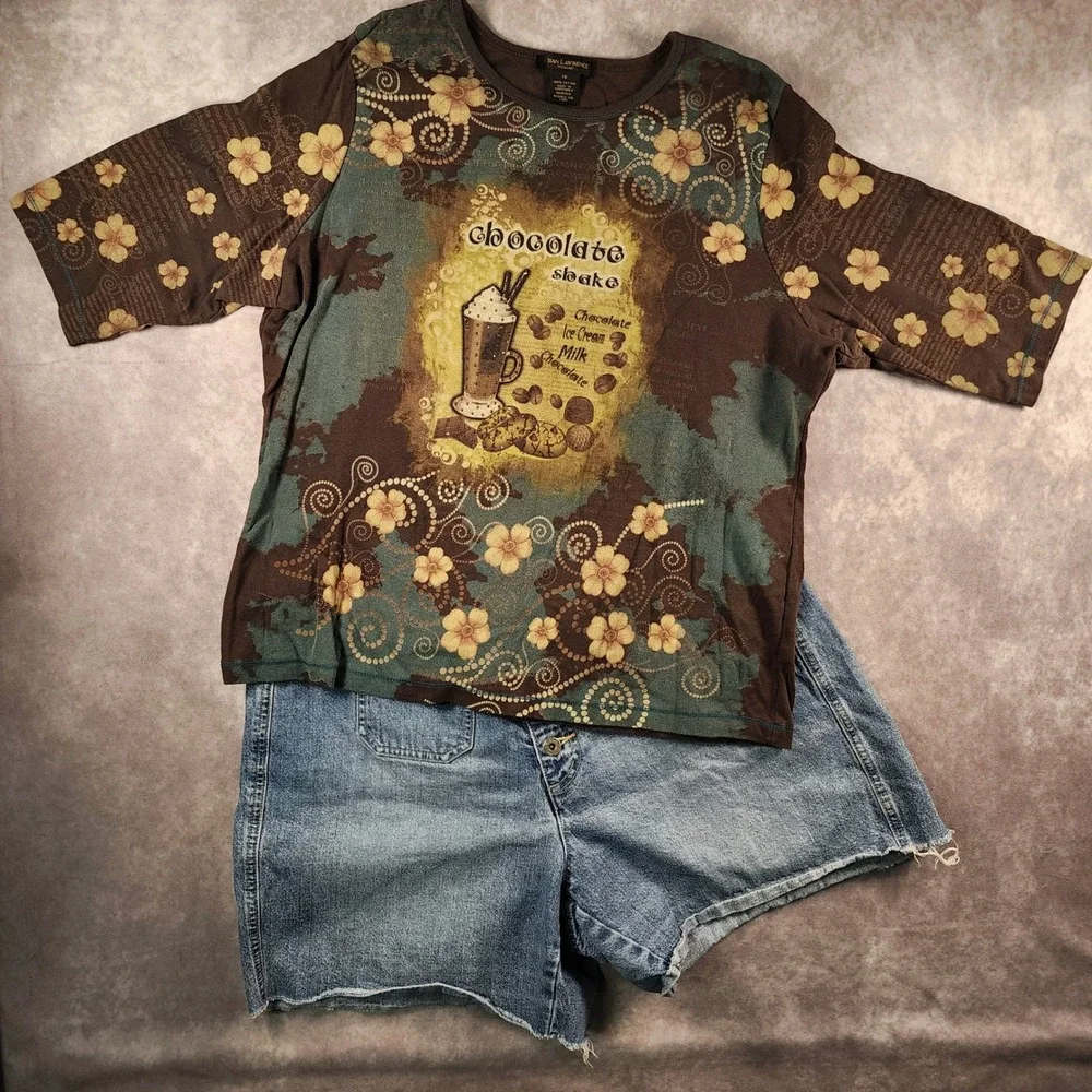 Venezia Jeans Denim Shorts 16 Blue Cotton High Waist Button Fly Raw Hem Cut Offs